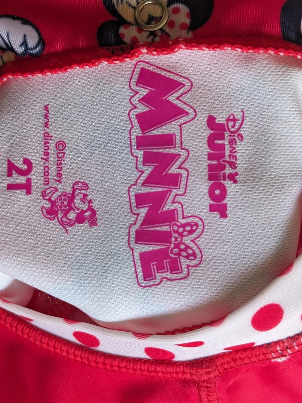 Disney Red Minnie Mouse Long-Sleeve One-Piece Swimsuit with White Swim Diaper